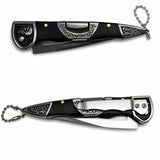 Navaja plegable EDC con grabado de cabeza de perro y cadena — imagen 2 de 4