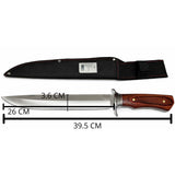 Cuchillo bowie de 39.5 cm con mango tipo madera y funda — imagen 2 de 3
