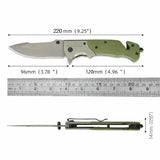 Navaja táctica plegable en verde militar con clip metálico — imagen 4 de 4