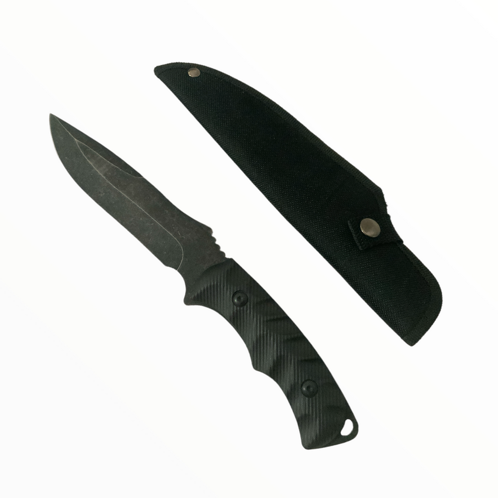 Cuchillo de hoja fija con rompevidrios integrado y funda