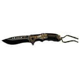 Cuchillo automático de caza con mango envuelto en cuerda paracord — imagen 1 de 2