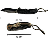 Cuchillo automático de caza con mango envuelto en cuerda paracord — imagen 2 de 2
