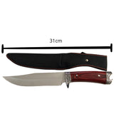 Cuchillo tipo Bowie con mango de madera y funda para camping — imagen 2 de 3