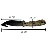 Cuchillo táctico de 21 cm con hoja negra y funda camuflaje — imagen 4 de 4