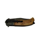 Navaja outdoor con hoja clip point y mango de madera — imagen 3 de 4