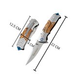 Navaja plegable premium con mango híbrido de madera y acero, sistema liner lock — imagen 2 de 4