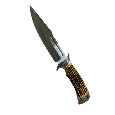 Cuchillo de caza bowie de 30.5 cm con mango imitación asta de ciervo