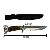 Cuchillo de caza bowie de 30 cm con triple canal y funda artesanal — imagen 3 de 3