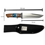 Cuchillo de cacería de 32 cm con mango de madera y resina azul — imagen 2 de 3
