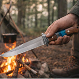 Cuchillo de cacería de 32 cm con mango de madera y resina azul — imagen 3 de 3