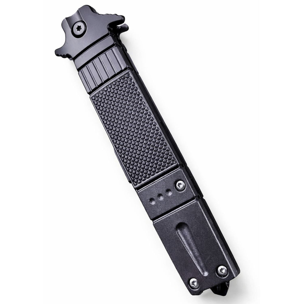 Navaja automática lineal con hoja negra y clip integrado
