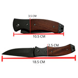 Navaja plegable compacta de 18.5 cm con mango de madera y hoja negra — imagen 2 de 3