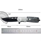 Navaja plegable de 22 cm con hoja negra afilada y mango grabado con clip — imagen 4 de 5