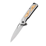 Daga EDC plegable con hoja drop point y mango con inserciones de madera — imagen 2 de 6
