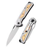 Daga EDC plegable con hoja drop point y mango con inserciones de madera — imagen 3 de 6