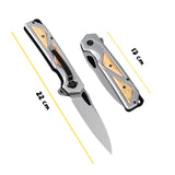 Daga EDC plegable con hoja drop point y mango con inserciones de madera — imagen 4 de 6