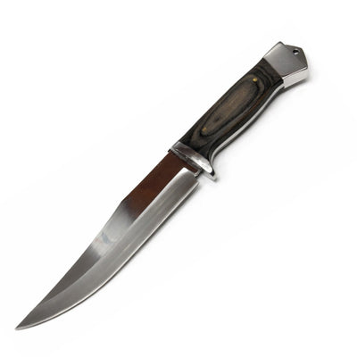 Cuchillo cazador de acero inoxidable con mango tipo madera
