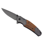 Navaja plegable de 22 cm con hoja drop point y mango con inserciones de madera — imagen 1 de 5