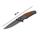 Navaja plegable de 22 cm con hoja drop point y mango con inserciones de madera — imagen 2 de 5