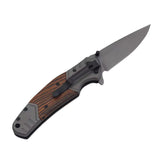 Navaja plegable de 22 cm con hoja drop point y mango con inserciones de madera — imagen 3 de 5
