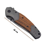 Navaja plegable de 22 cm con hoja drop point y mango con inserciones de madera — imagen 4 de 5