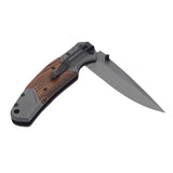 Navaja plegable de 22 cm con hoja drop point y mango con inserciones de madera — imagen 5 de 5