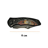 Navaja plegable de 16 cm con grabado de calavera 3D y hoja antirreflejante — imagen 4 de 4