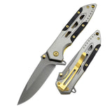 Navaja plegable profesional de 20 cm con detalles dorados y clip — imagen 3 de 5