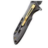 Navaja plegable profesional de 20 cm con detalles dorados y clip — imagen 5 de 5