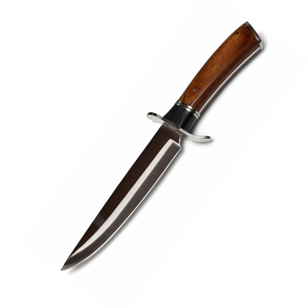 Cuchillo tipo Bowie de campo de 33 cm con guardamanos y funda