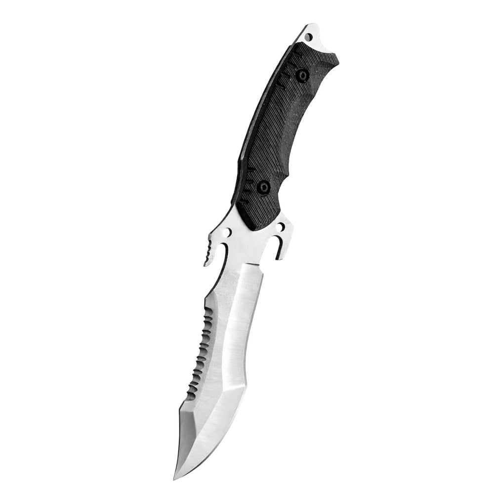 Cuchillo EDC con gancho cortacinturón, sierra dentada y funda incluida