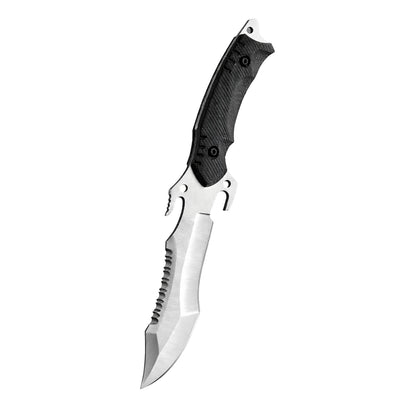 Cuchillo EDC con gancho cortacinturón, sierra dentada y funda incluida