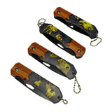 Set de 4 mini navajas con mango de madera y grabados de fauna — imagen 2 de 4