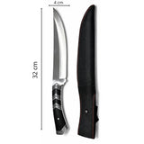 Cuchillo tipo Bowie de hoja larga con acabado pulido y funda — imagen 3 de 4