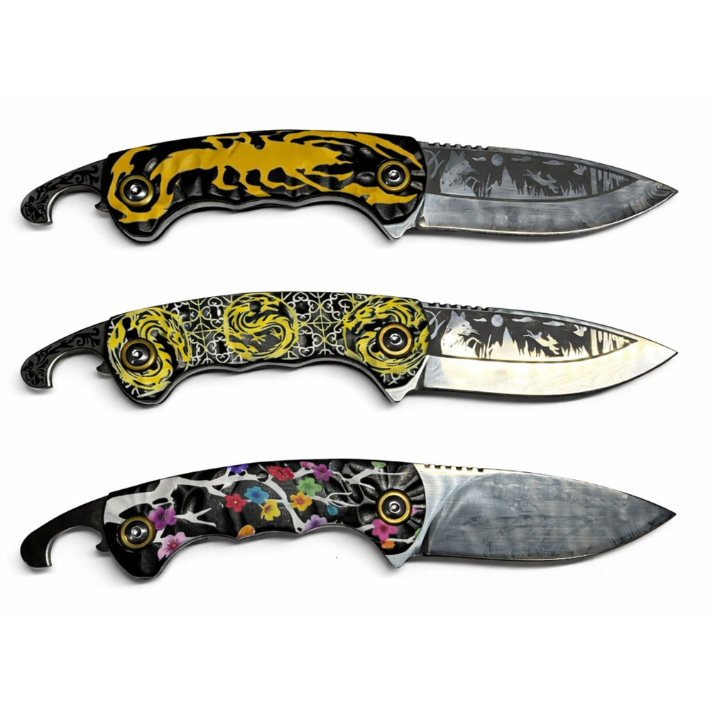 Cuchillo EDC con rompevidrio, cortacinturón y funda protectora