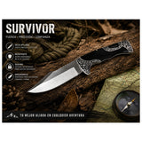 Navaja EDC survivor de acero inoxidable con seguro de bloqueo — imagen 4 de 5