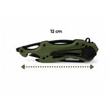 Navaja táctica plegable verde con rompevidrios y clip metálico — imagen 2 de 4