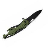 Navaja táctica plegable verde con rompevidrios y clip metálico — imagen 3 de 4