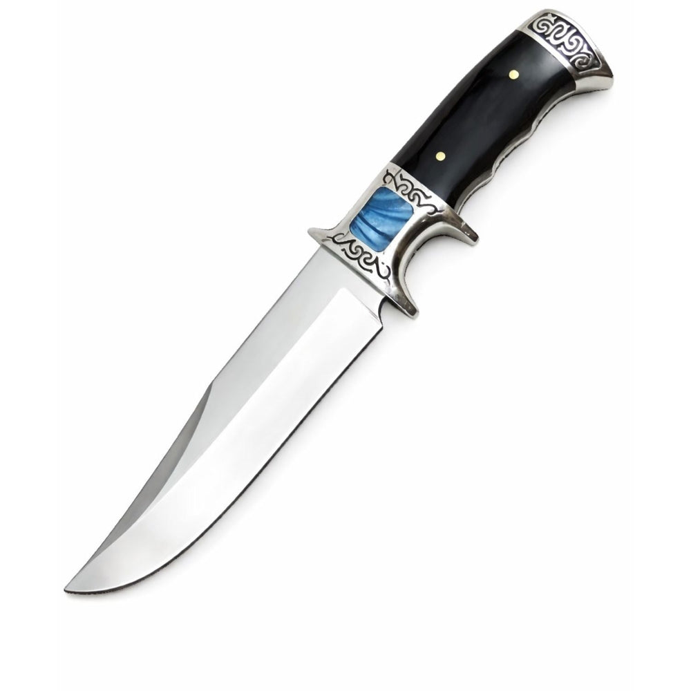 Cuchillo bowie de hoja fija en acero inoxidable con funda protectora