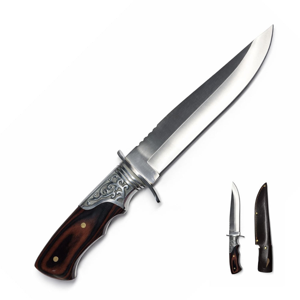 Cuchillo bowie de 32 cm en acero inoxidable con funda