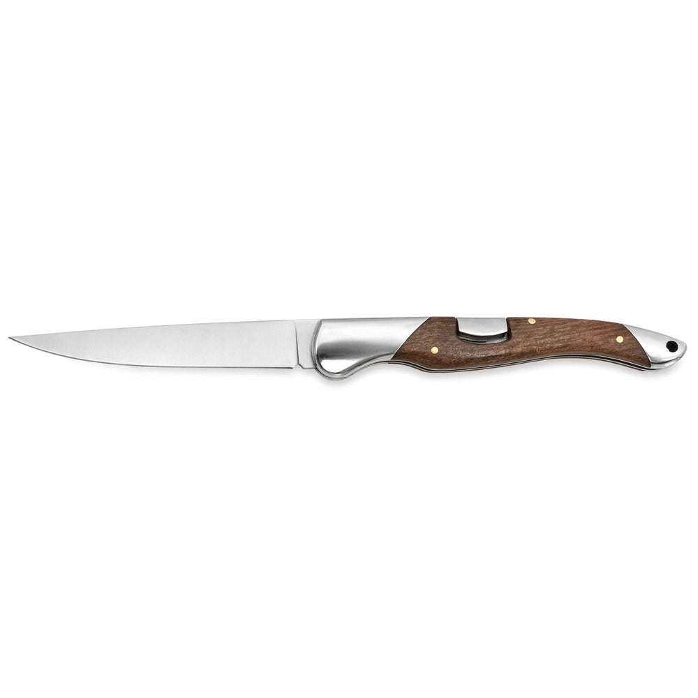 Navaja plegable clásica de 23 cm con mango tipo madera y clip para bolsillo