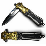 Navaja plegable EDC en negro y dorado con hoja de acero inoxidable — imagen 2 de 5