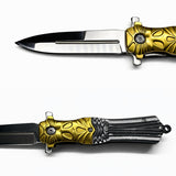 Navaja plegable EDC en negro y dorado con hoja de acero inoxidable — imagen 3 de 5