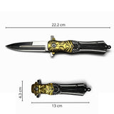 Navaja plegable EDC en negro y dorado con hoja de acero inoxidable — imagen 4 de 5