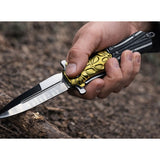 Navaja plegable EDC en negro y dorado con hoja de acero inoxidable — imagen 5 de 5