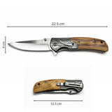 Navaja EDC plegable con grabado de águila y mango de madera — imagen 4 de 5