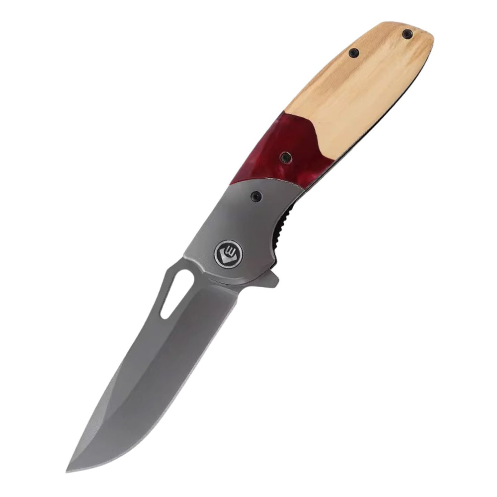 Navaja plegable EDC de 21 cm con mango bicolor y clip metálico