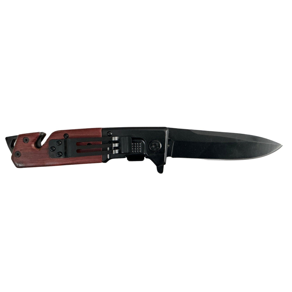 Navaja plegable semi automática con corta soga y mango antiderrapante