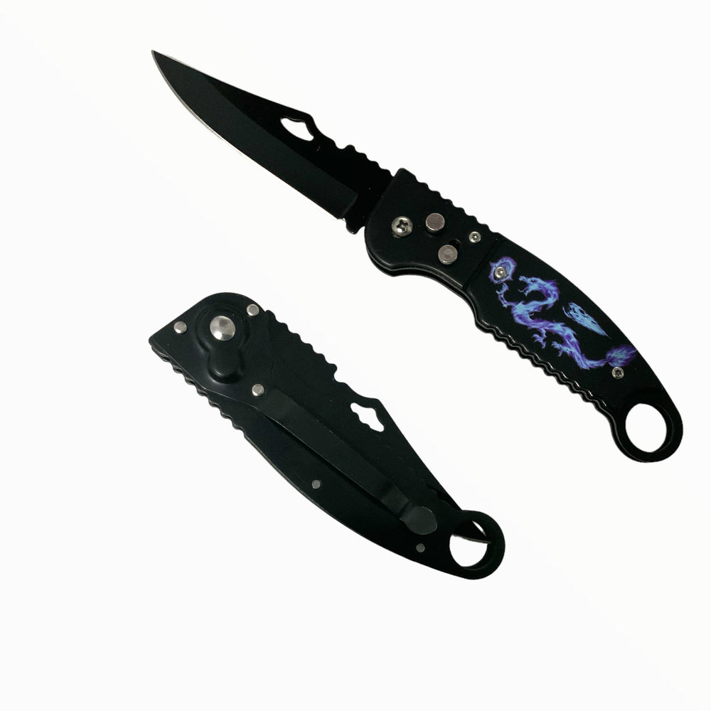 Navaja automática con seguro y clip, disponible en varios acabados