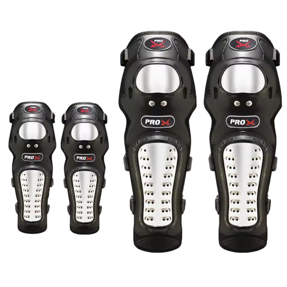 Kit de rodilleras y coderas ajustables con estructura de acero inoxidable